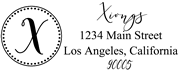 Solid Line and Dot Border Letter X Monogram Stamp Sample